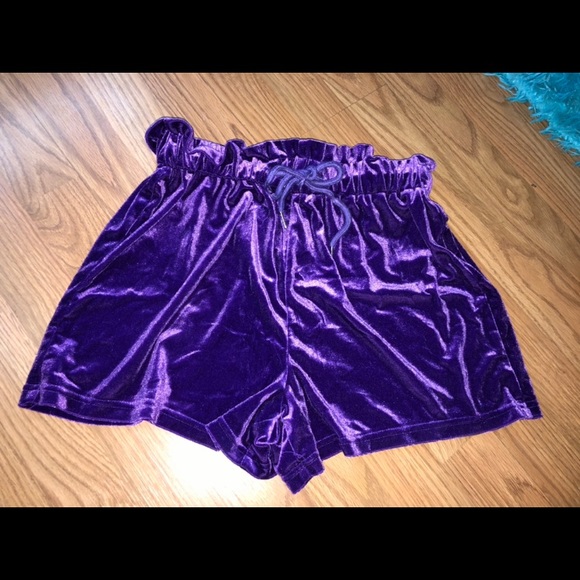 SHEIN Purple Velvet Shorts - Picture 5 of 7